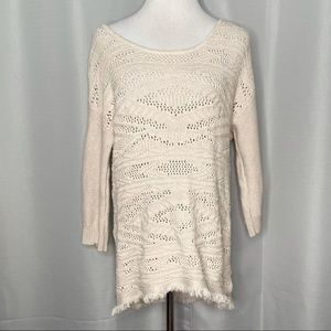 AEO fringe hem open weave sweater
